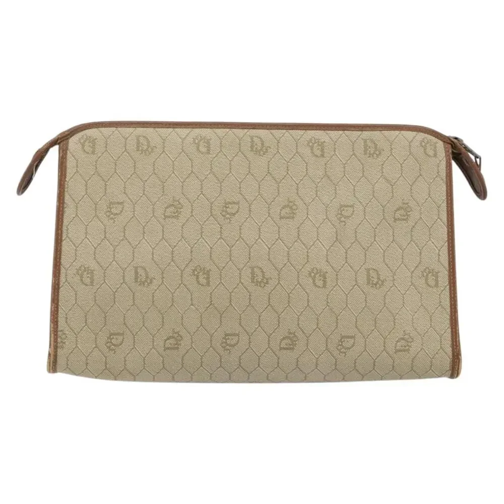Dior Honeycomb Canvas Clutch Bag Beige
